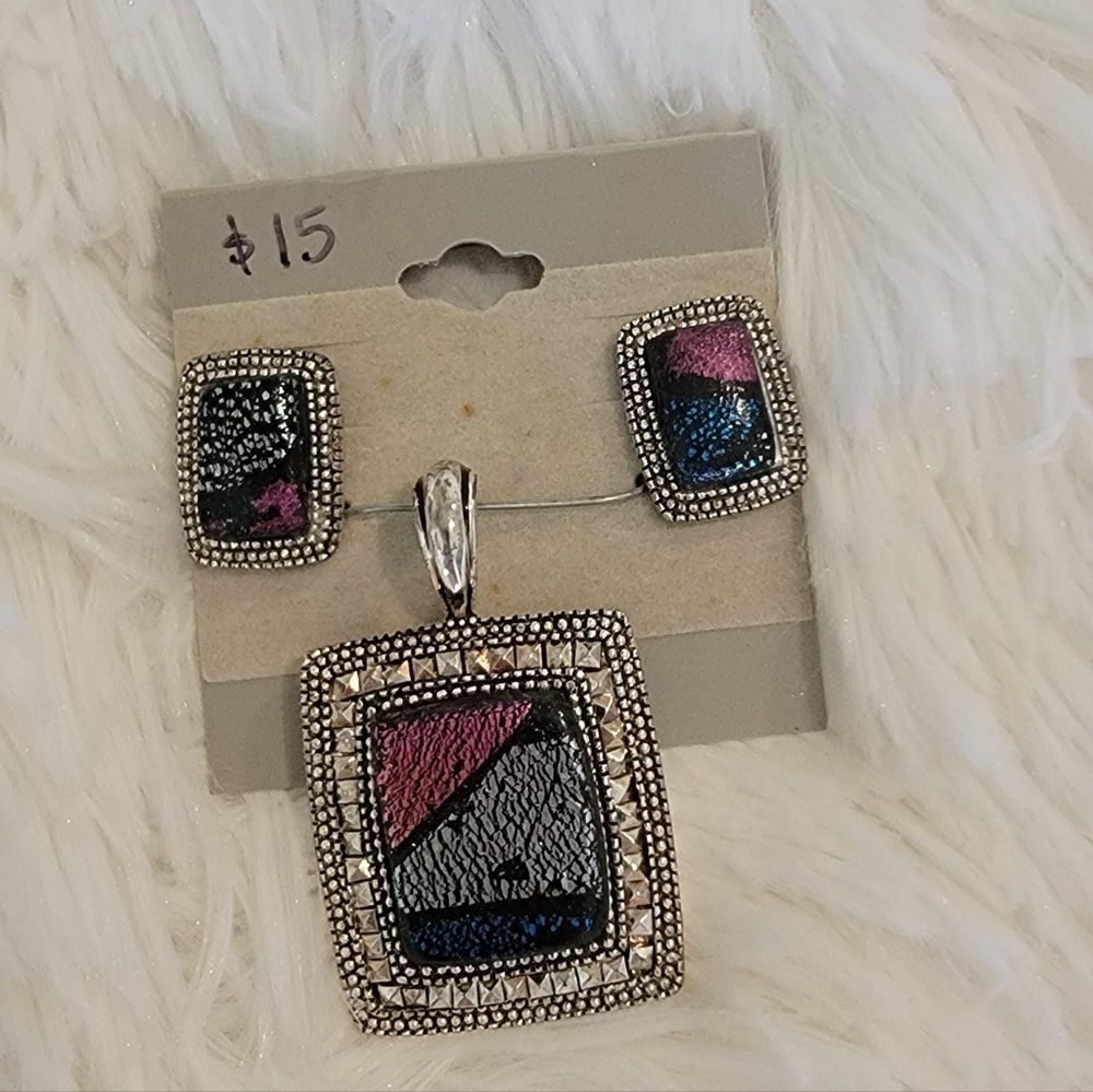 Necklace charm and matching earrings.